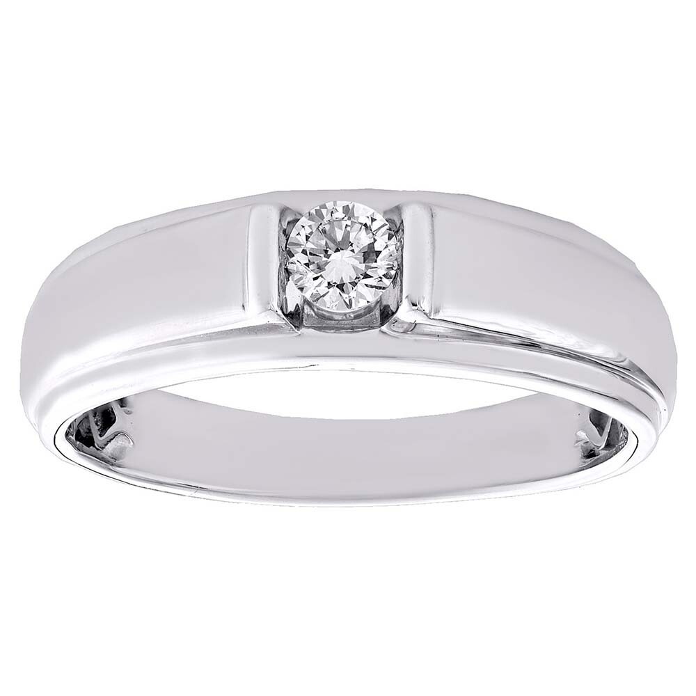 0.25 Ct DEW Moissanite 14K White Gold Plated Solitaire Anniversary Men's Ring
