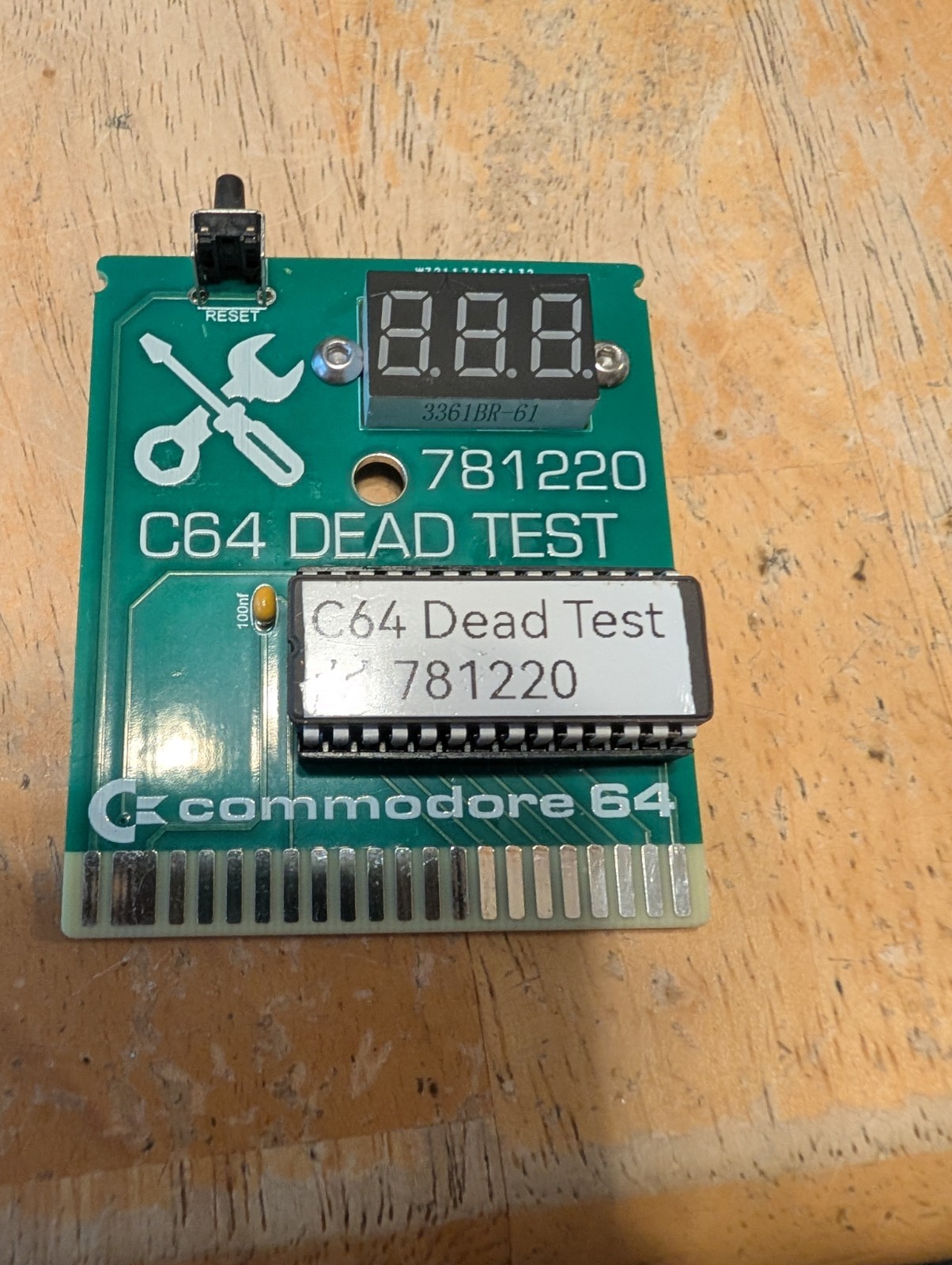 Commodore 64 Dead Test Cartridge with Voltmeter Power Display.