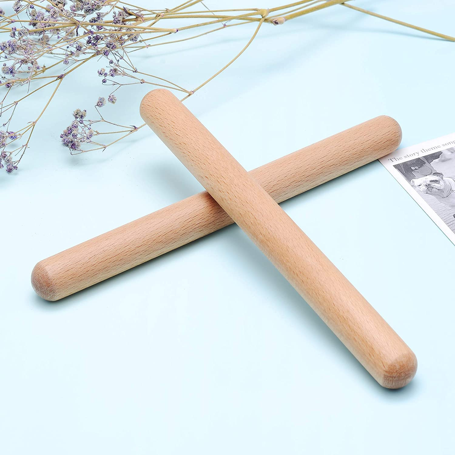 8 Pairs (16 Packs) Classical Wood Claves Musical Percussion Instrument, 8 Inch N