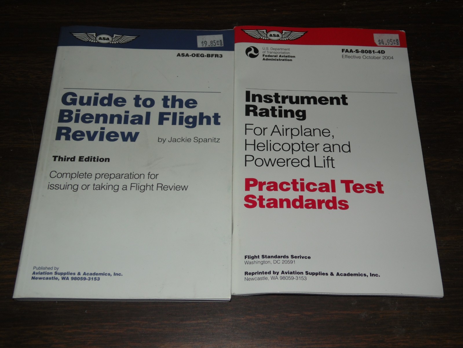 Lot of 2 ASA  Guide To Biennial Flight Review & Instrument Rating Test Standards