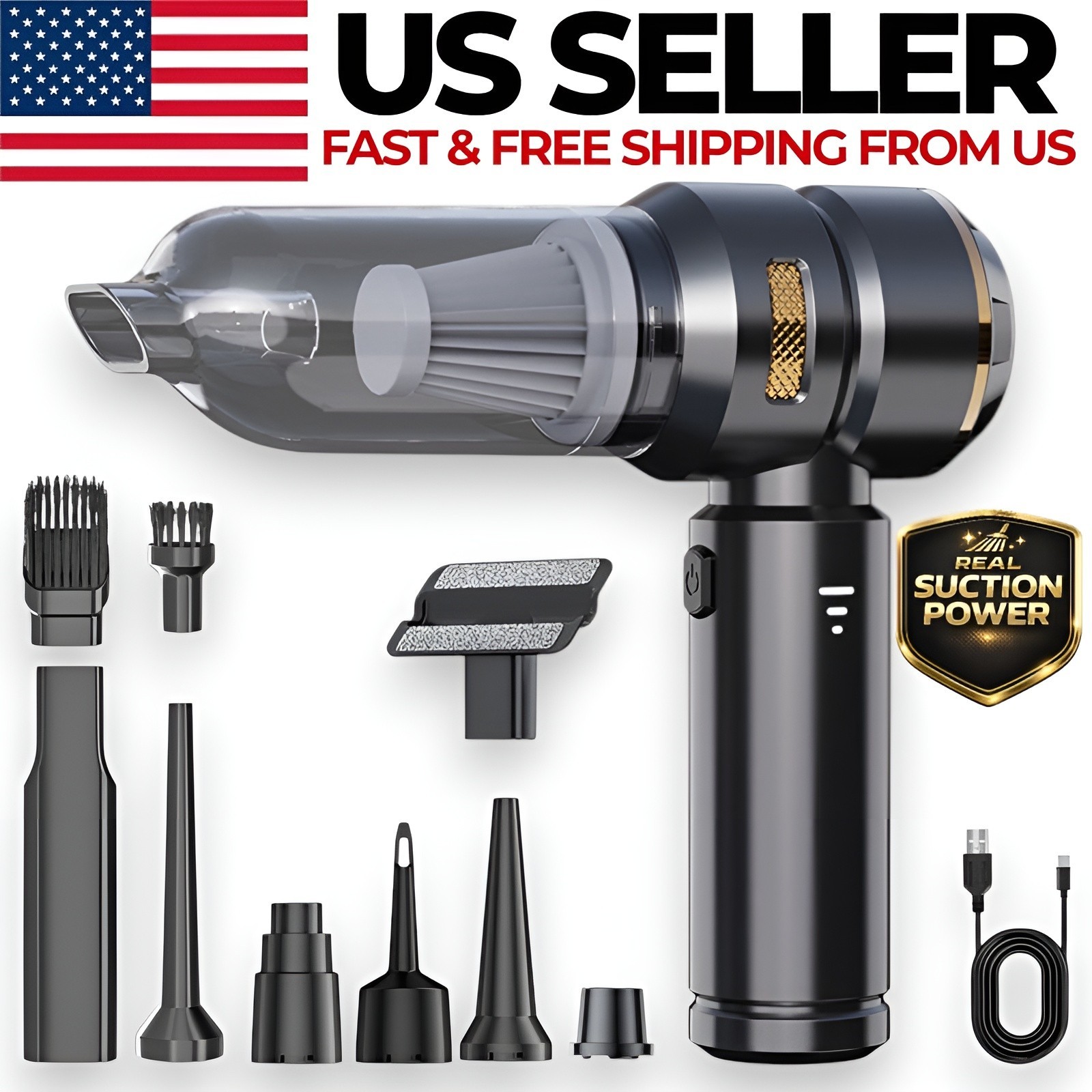 Cordless Handheld Vacuum Cleaner w/ Blower  Strong Real Suction for Car and Home