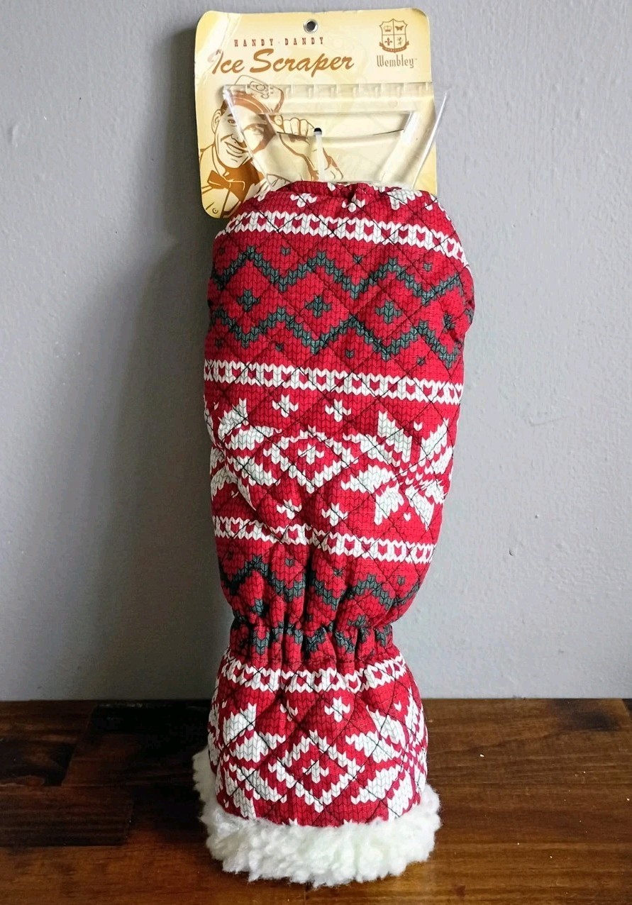 New Original Wembley Adult Handy Dandy Ice Scraper Glove - Red Winter Plaid