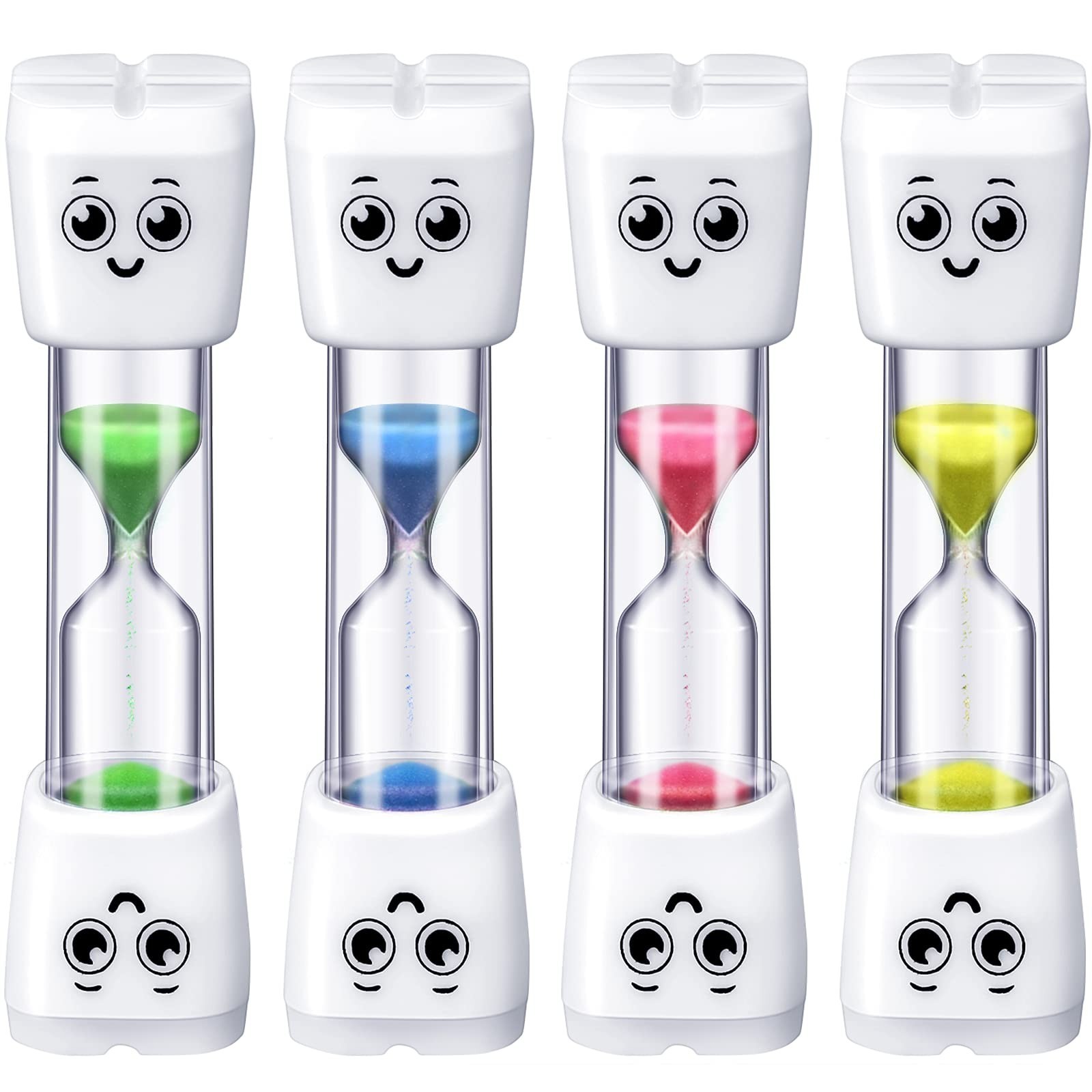 4 Pieces Toothbrush Timer for Kids 2 Minute Sand Timer Smile Pattern Tooth Brush