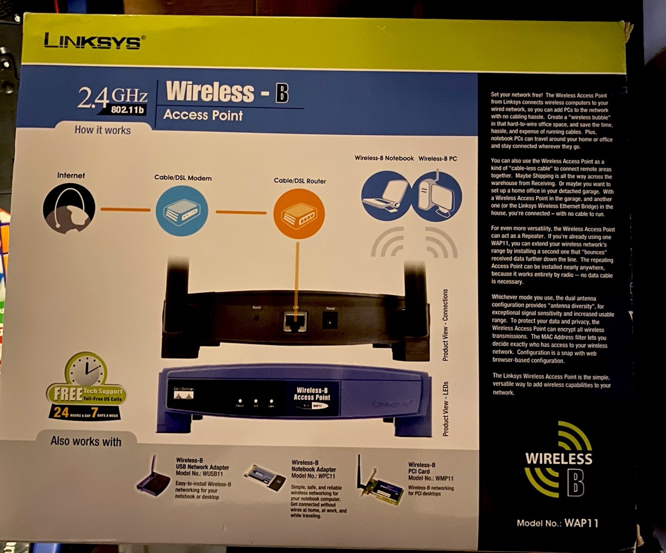Linksys WAP11 Wireless-B Access Point 802.11b 11Mbps AP Client Repeater Bridge