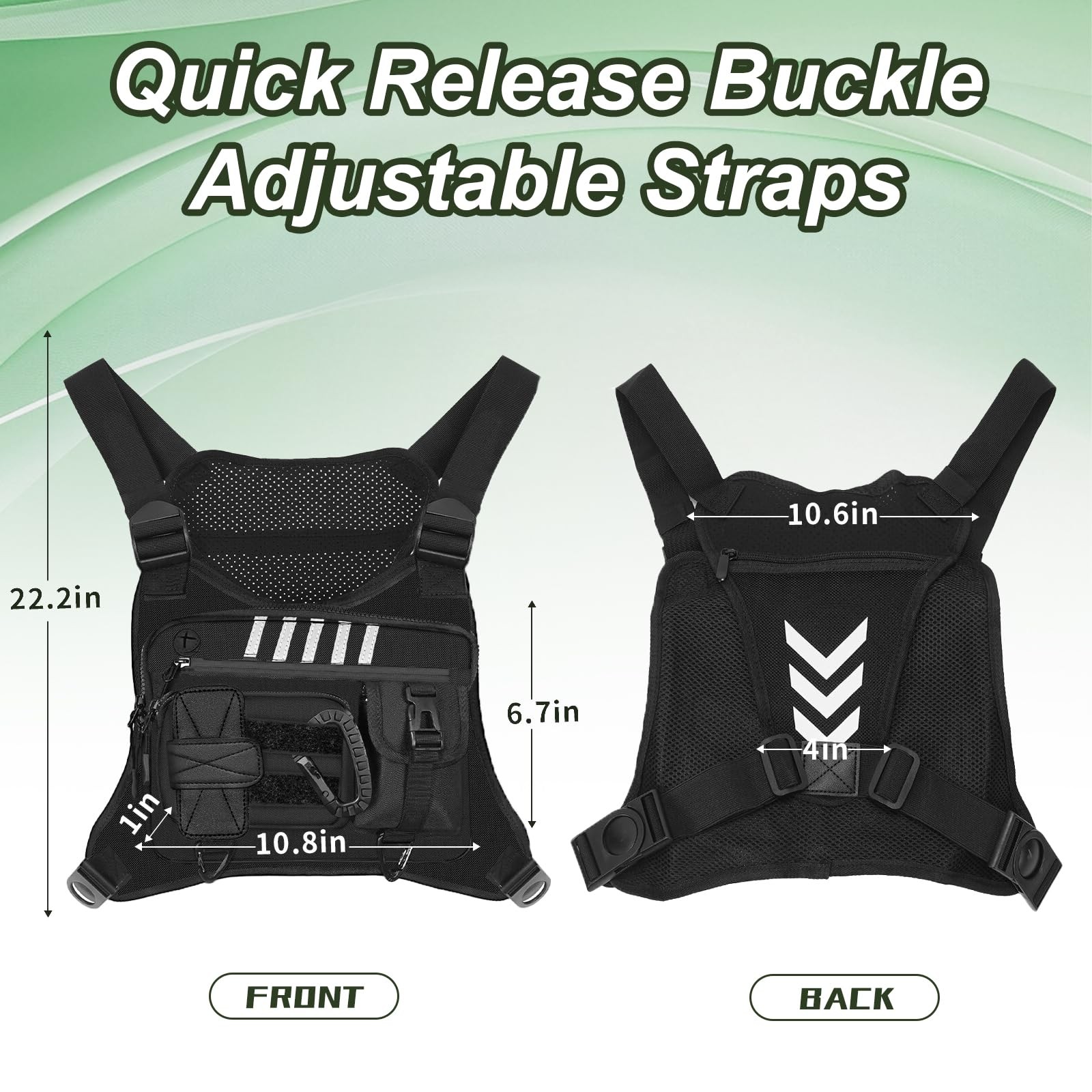 Chest Rig Running Vest for Men - Lightweight & Comfortable Medium, black