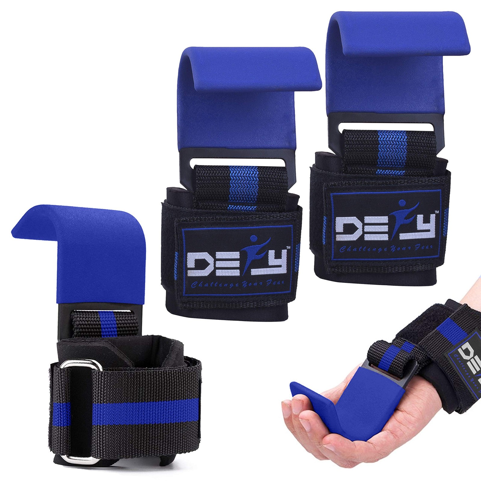 Weight Lifting Hooks Heavy Duty Lifting Wrist Straps for Pull-ups Thick Padde...