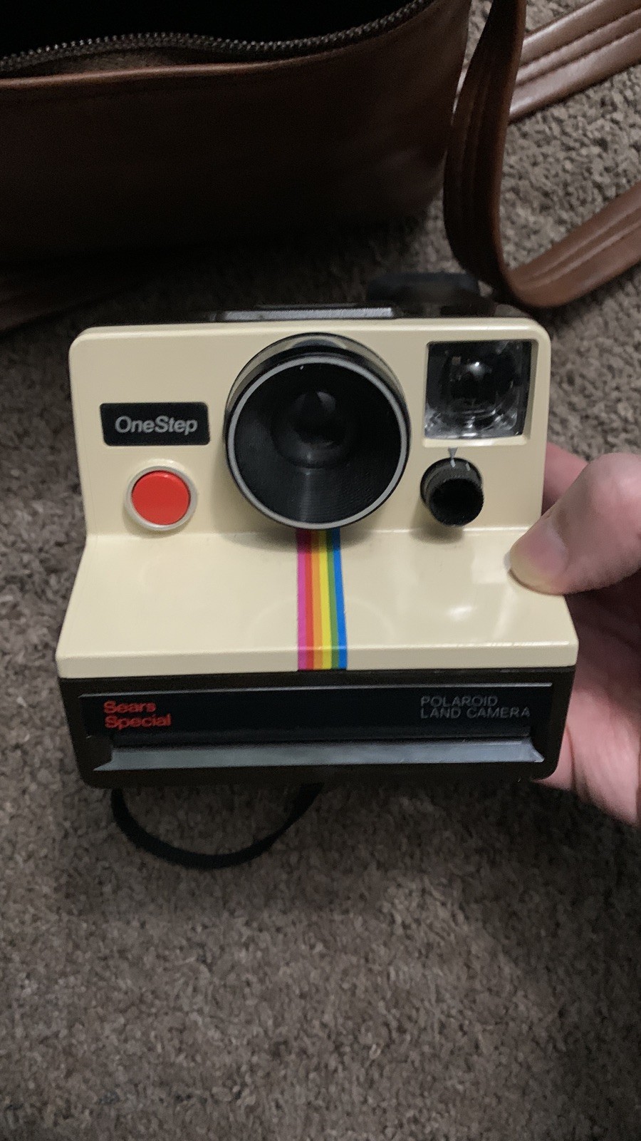 Polaroid SX-70 OneStep Rainbow Stripe Land Camera (Not Working) with Bag