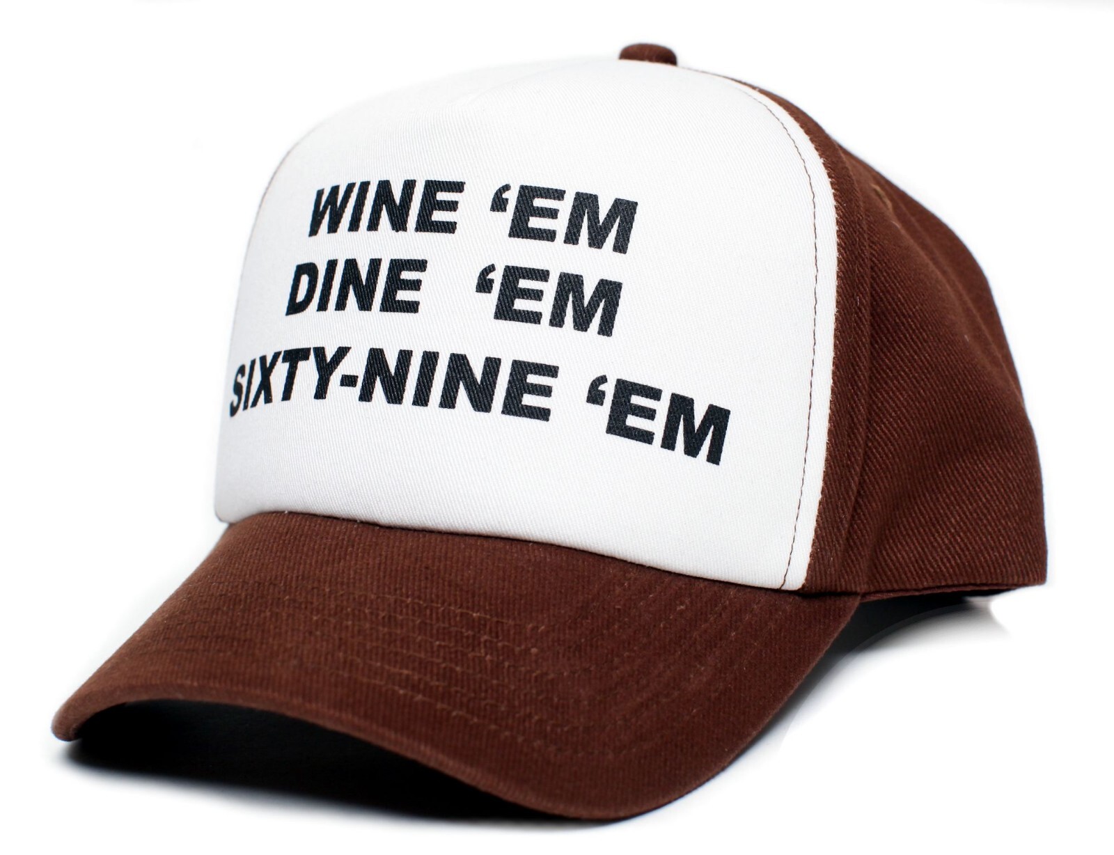 CUSTOM WINE'em DINE'em SIXTY-NINE'em 69 Dumb and Dumber Sea-bass Hat Cap Curved