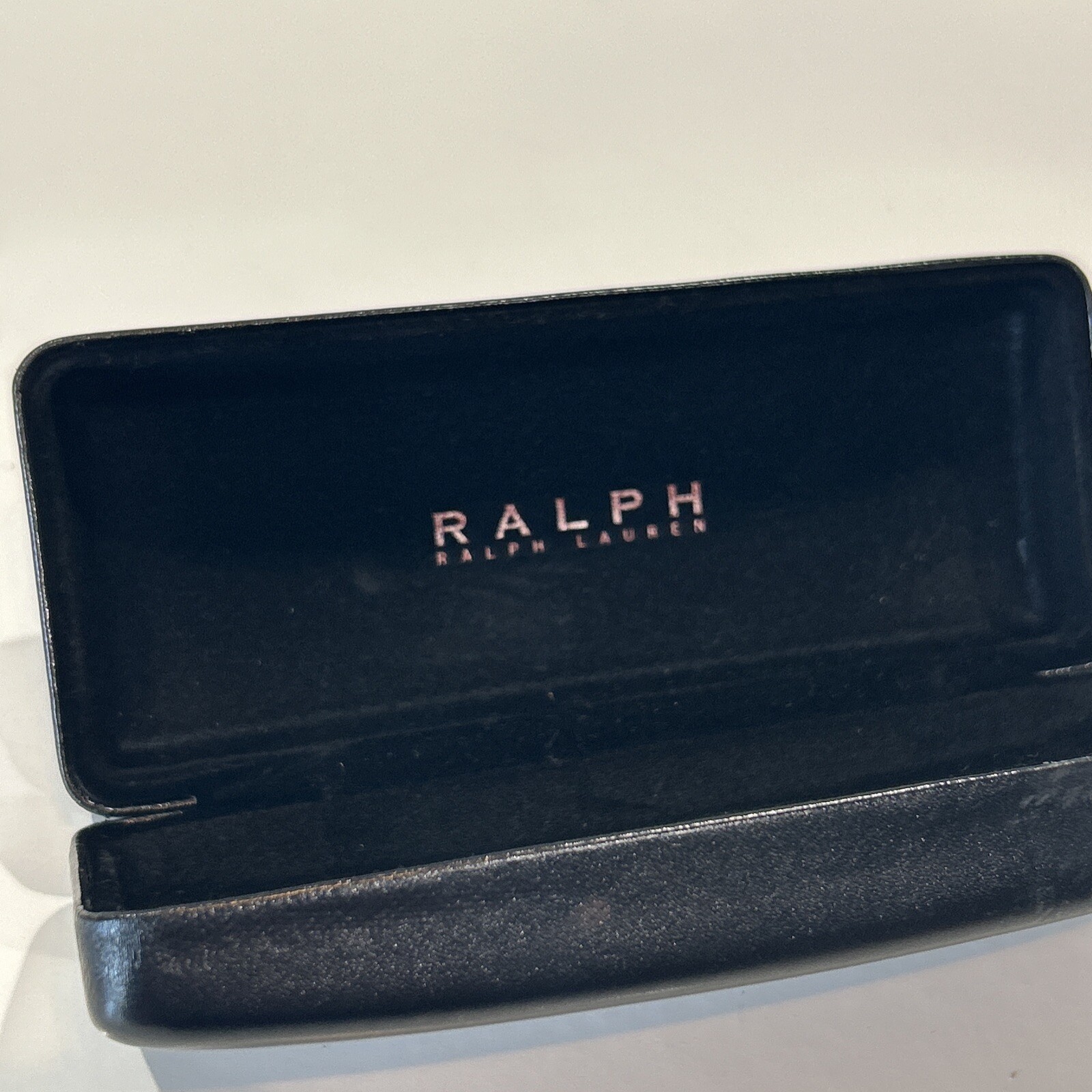 Ralph Lauren Hard Shell Eyeglass Sunglass Hinged Black Case Flocked Lining