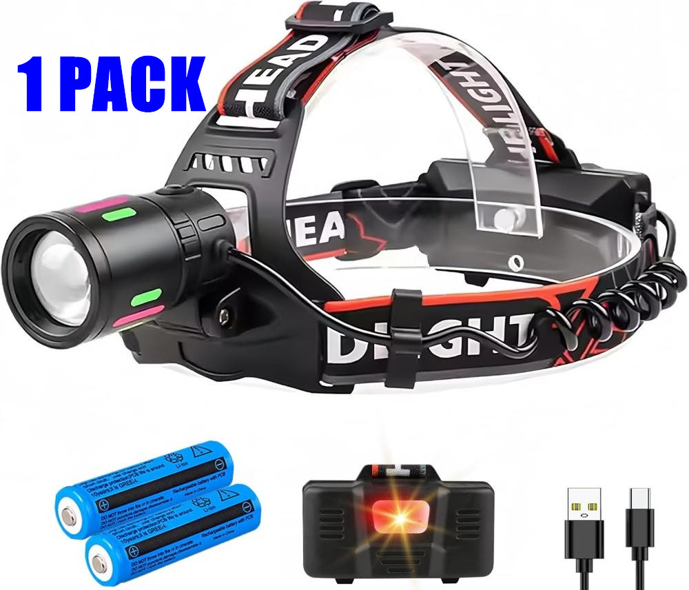 99000000LM Most Powerful LED Zoomable Headlamp Rechargeable Head Torch Headlight