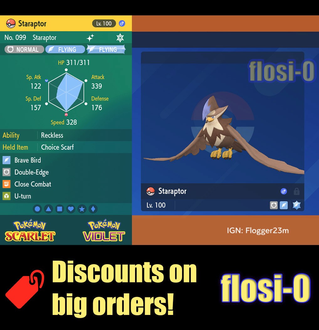 6IV Shiny Staraptor Pokemon Scarlet and Violet
