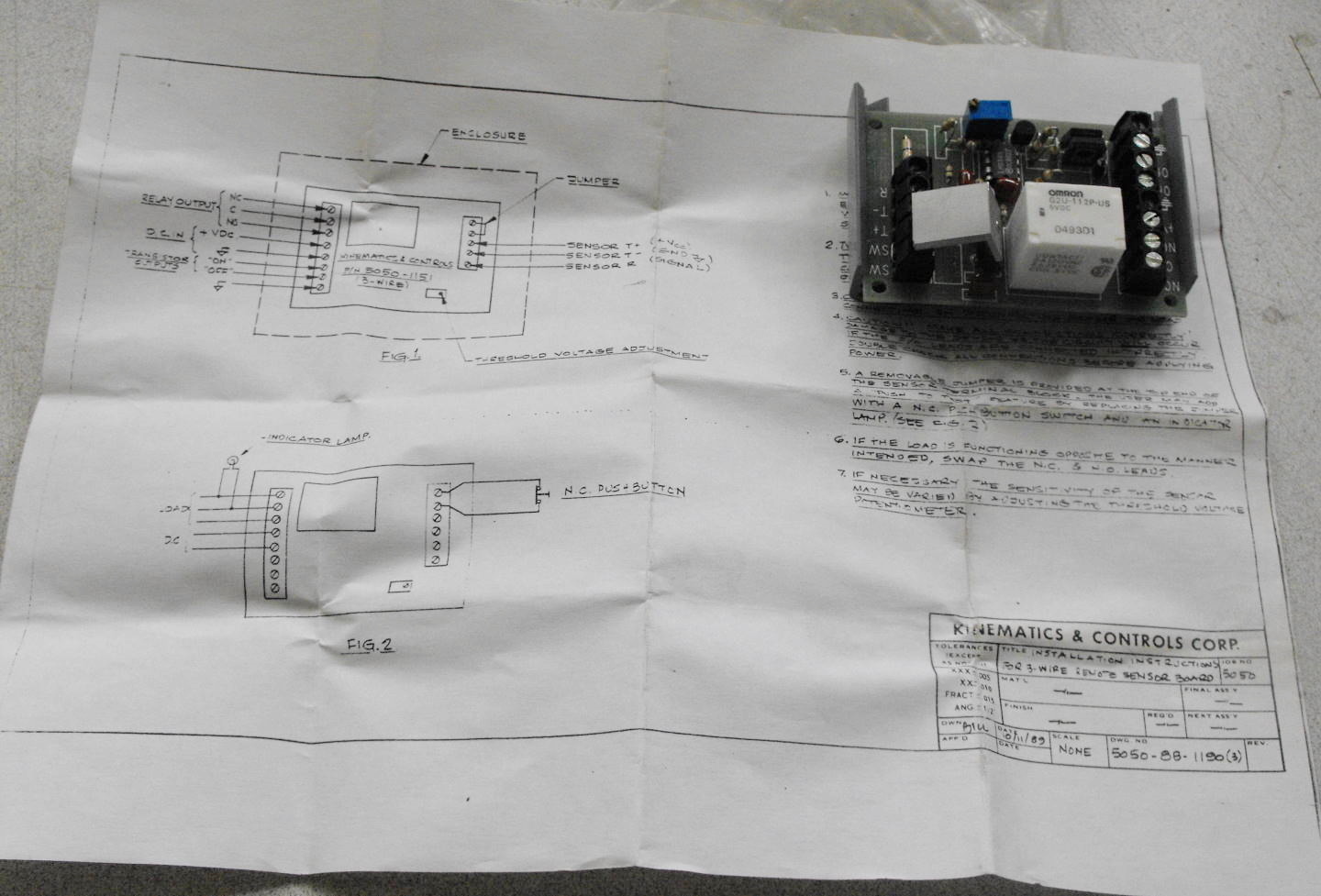Kinematics & Controls Corp. - 3-Wire Remote Sensor Board - #5050-1151 - 3-wire