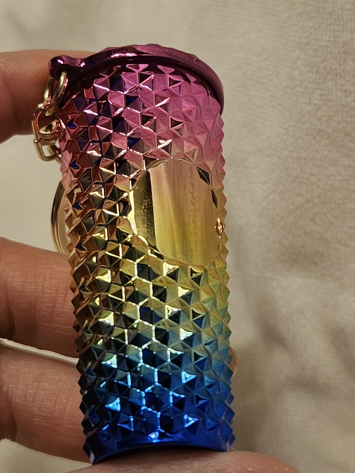 Multicolor Durian Pattern Drinking Cup Keychain Gradient Pendant Straw Keyring