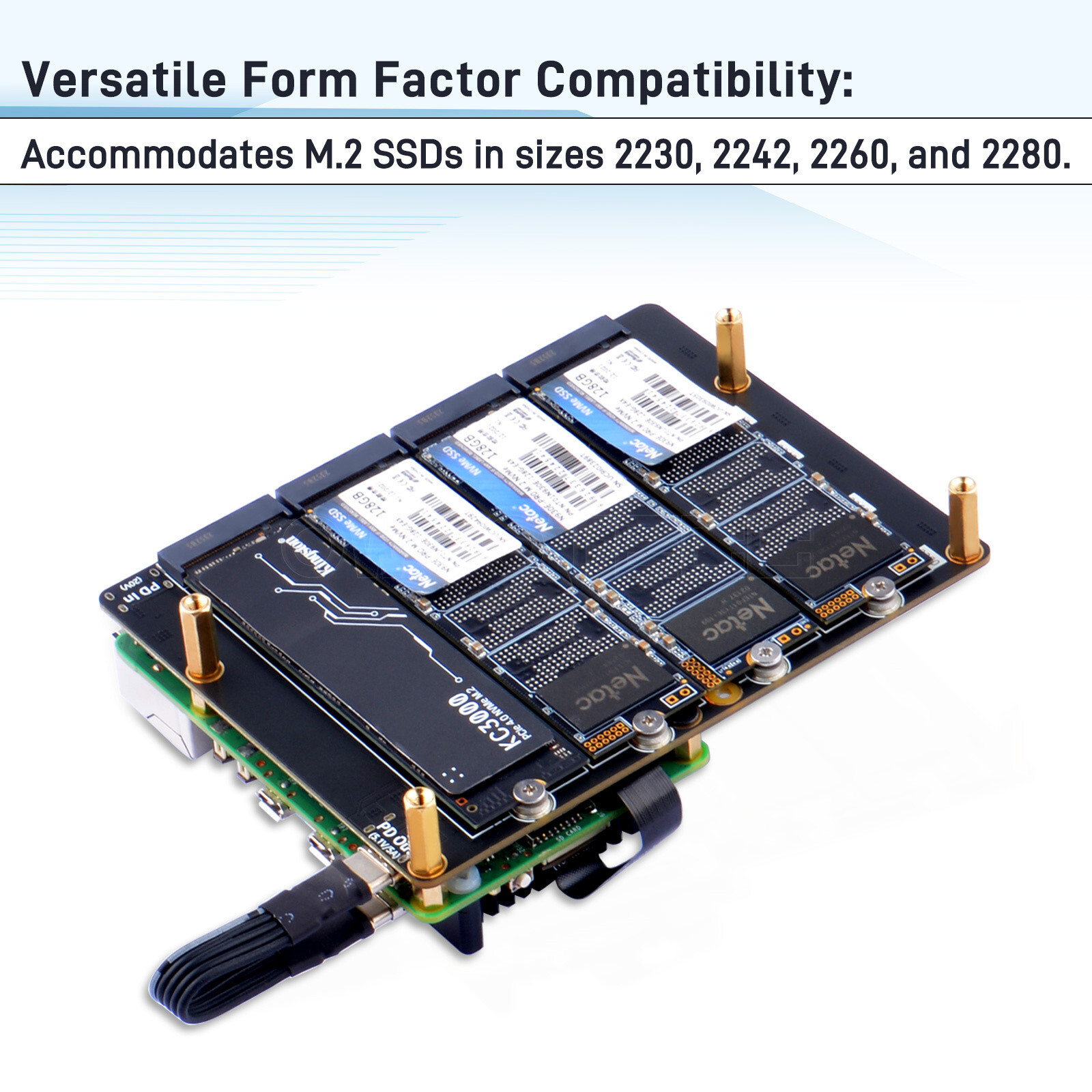 N16 Quad NVMe Expansion Adapter Board For Raspberry Pi 5