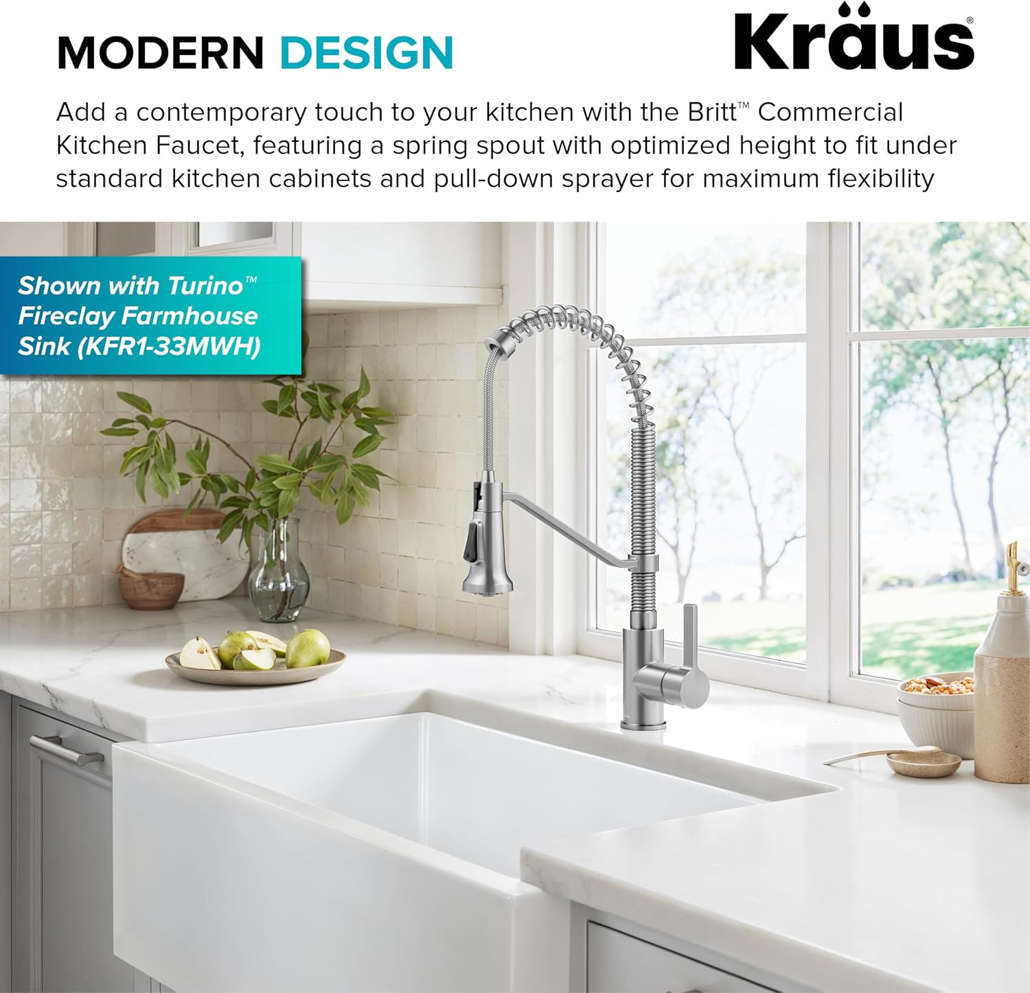 KRAUS Britt Spot-Free Stainless Steel 2-Function Pull-Down Kitchen Faucet