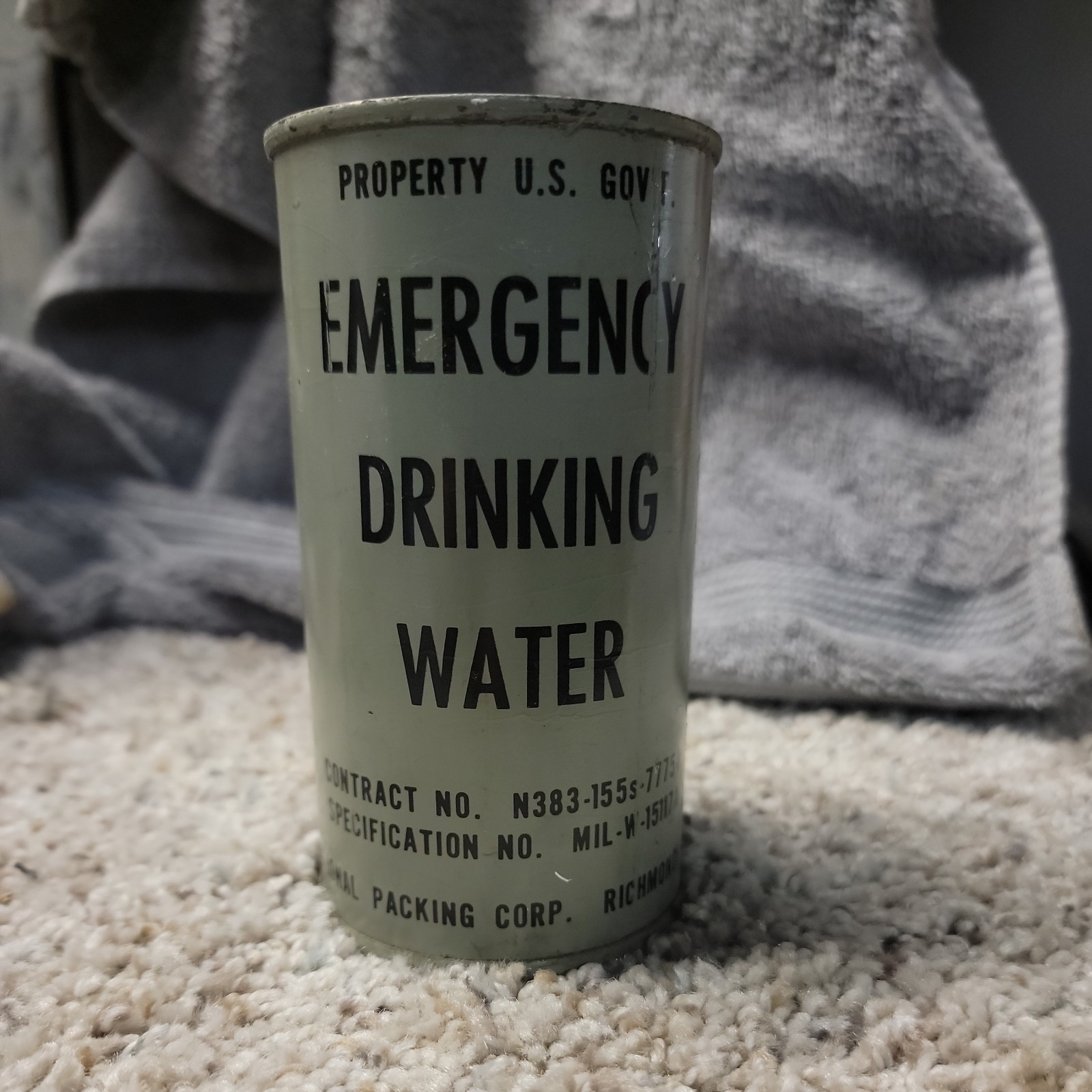US Government (C1L) Emergency Drinking Water 10 oz Can N 383-155S-77754