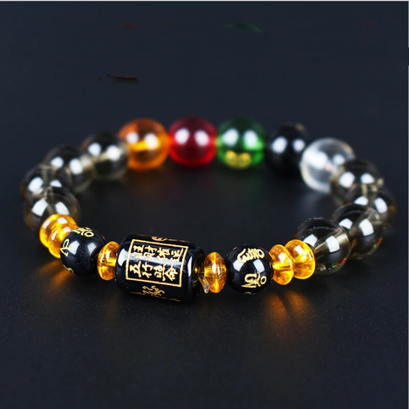 Buddhism Five element crystal bracelet male and female fortune auspicious peace