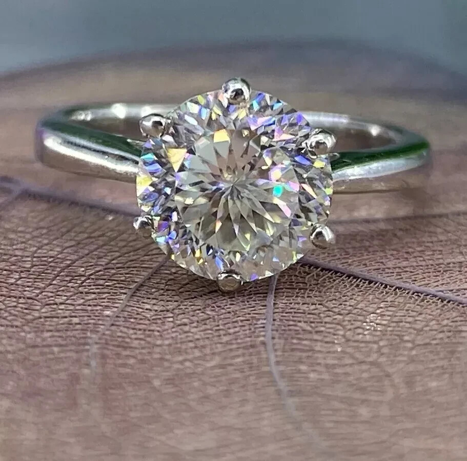 2Ct Round Cut Lab Created Diamond Solitaire Wedding Ring 14k White Gold Plated