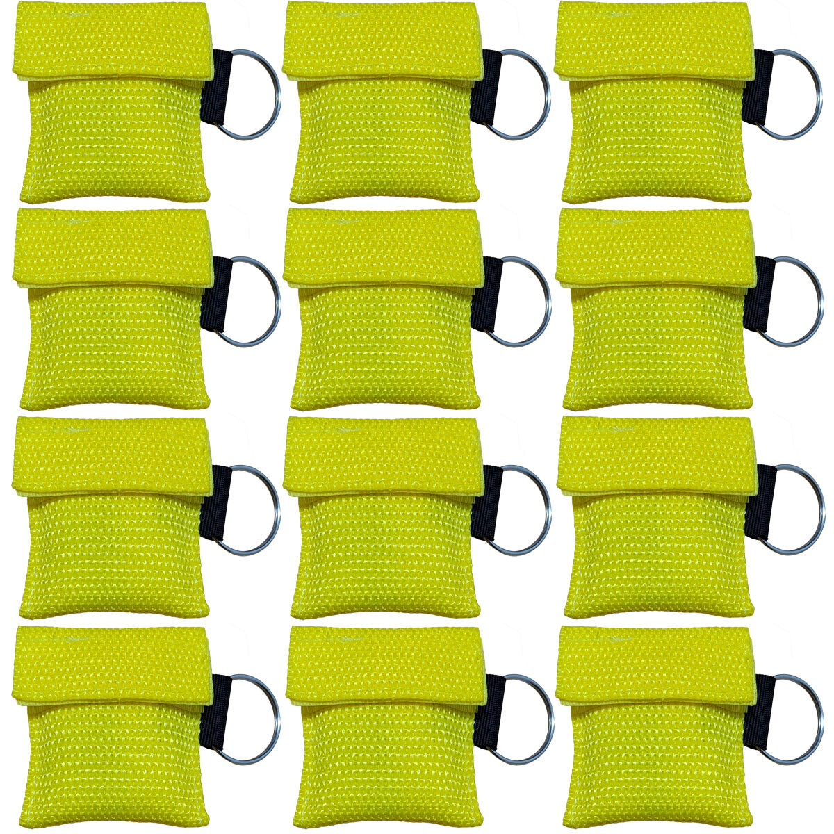 100 pcs CPR MASK WITH KEYCHAIN CPR FACE SHIELD AED FIRST AID TRAINING Yellow