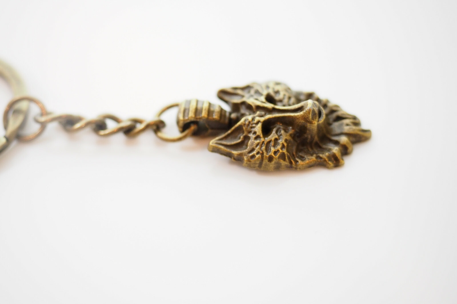 Vintage Wolf Head Bronze Pendant Keychain Gift Key Chain