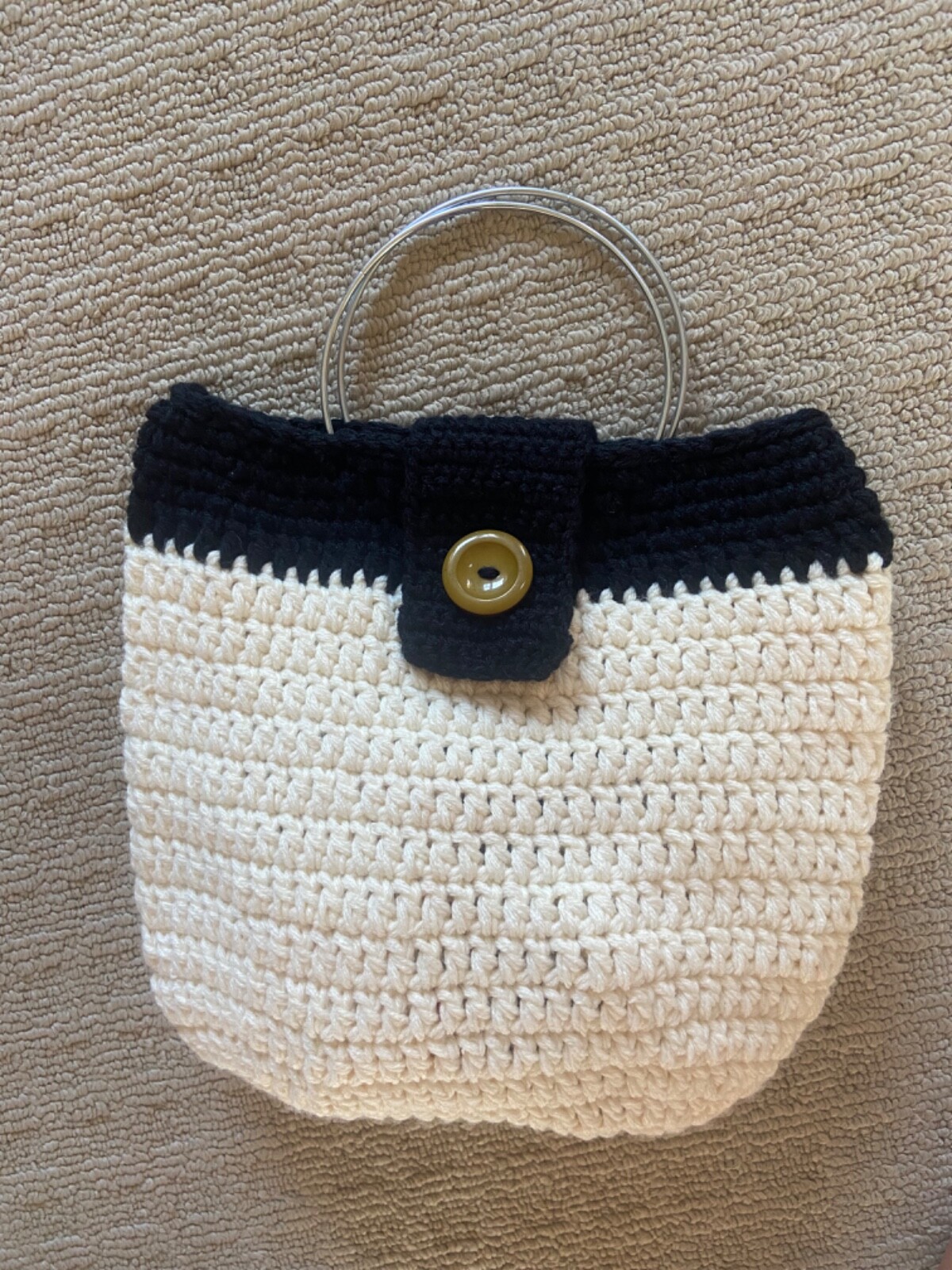 Handmade project tote crochet striped elegant purse handbag tote