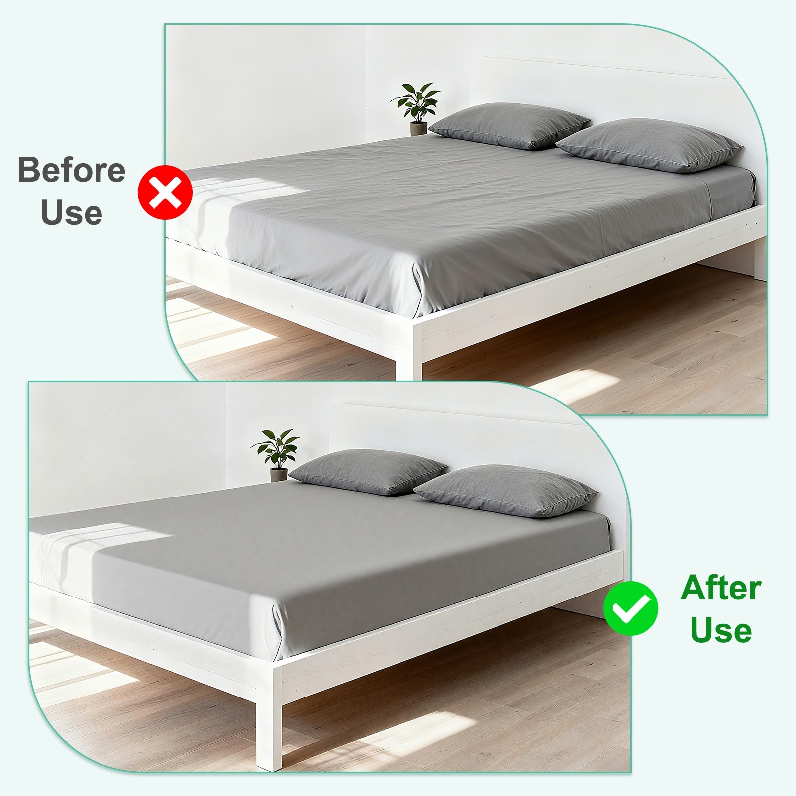 4Pcs Bed Sheet Holder Straps Elastic Adjustable 2 Way Cross 4 Clips, White