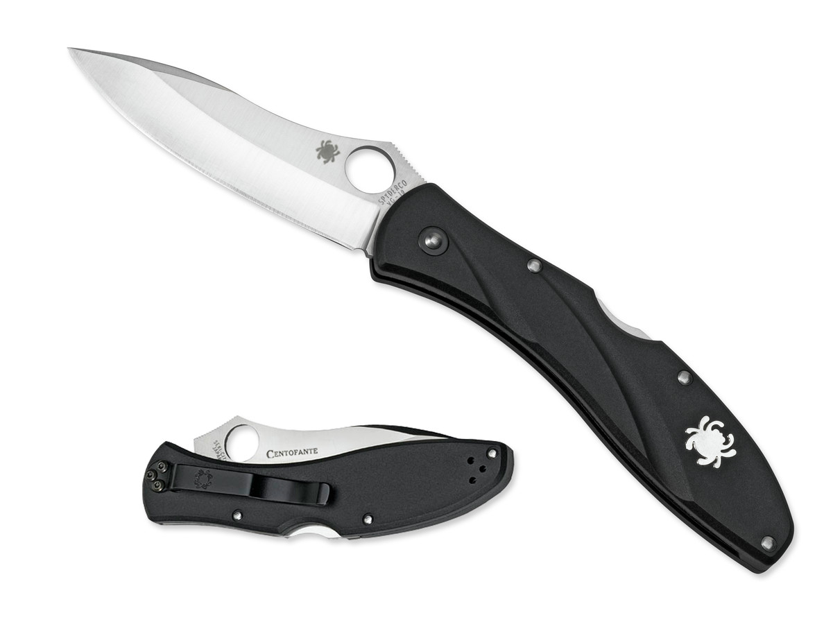 Spyderco Knives Centofante 3 Lockback Black Fiberglass FRN VG-10 Steel C66PBK3