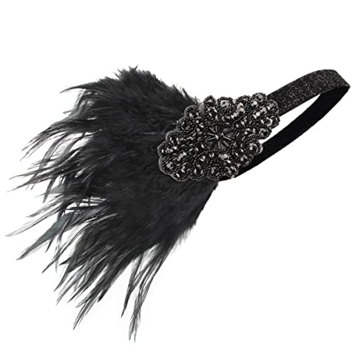 1920s Gatsby Headpiece Black Flapper Headband for Women 20s headband Lkb1016b