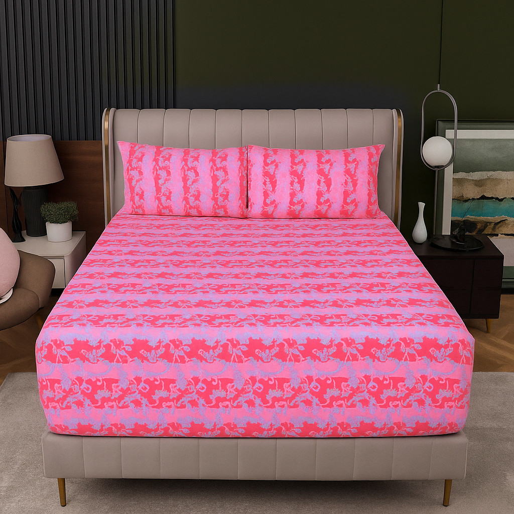 Queen Luxury 100% Cotton Flannelette Fitted Bed Sheet & 2 Pillow Case Combo Set