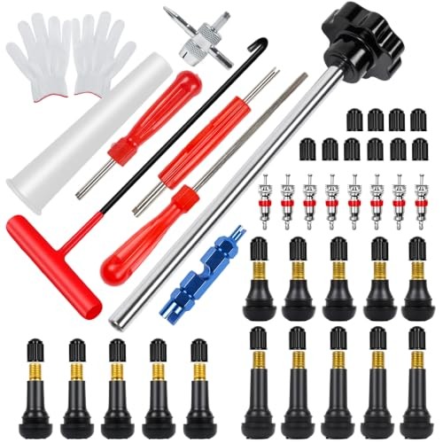 45PCS Tire Valve Stem Tool Kit – Replace Valve Stems Without Removing Tire,