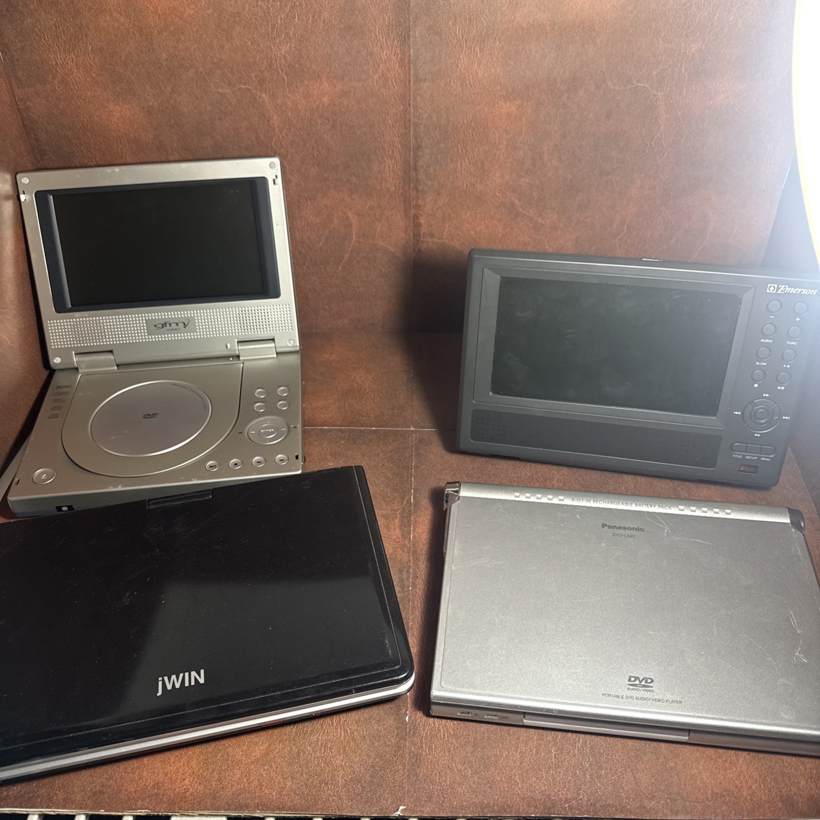 Assorted Bundle Lot of 4 Portable DVD Players Untested - Emerson Panasonic