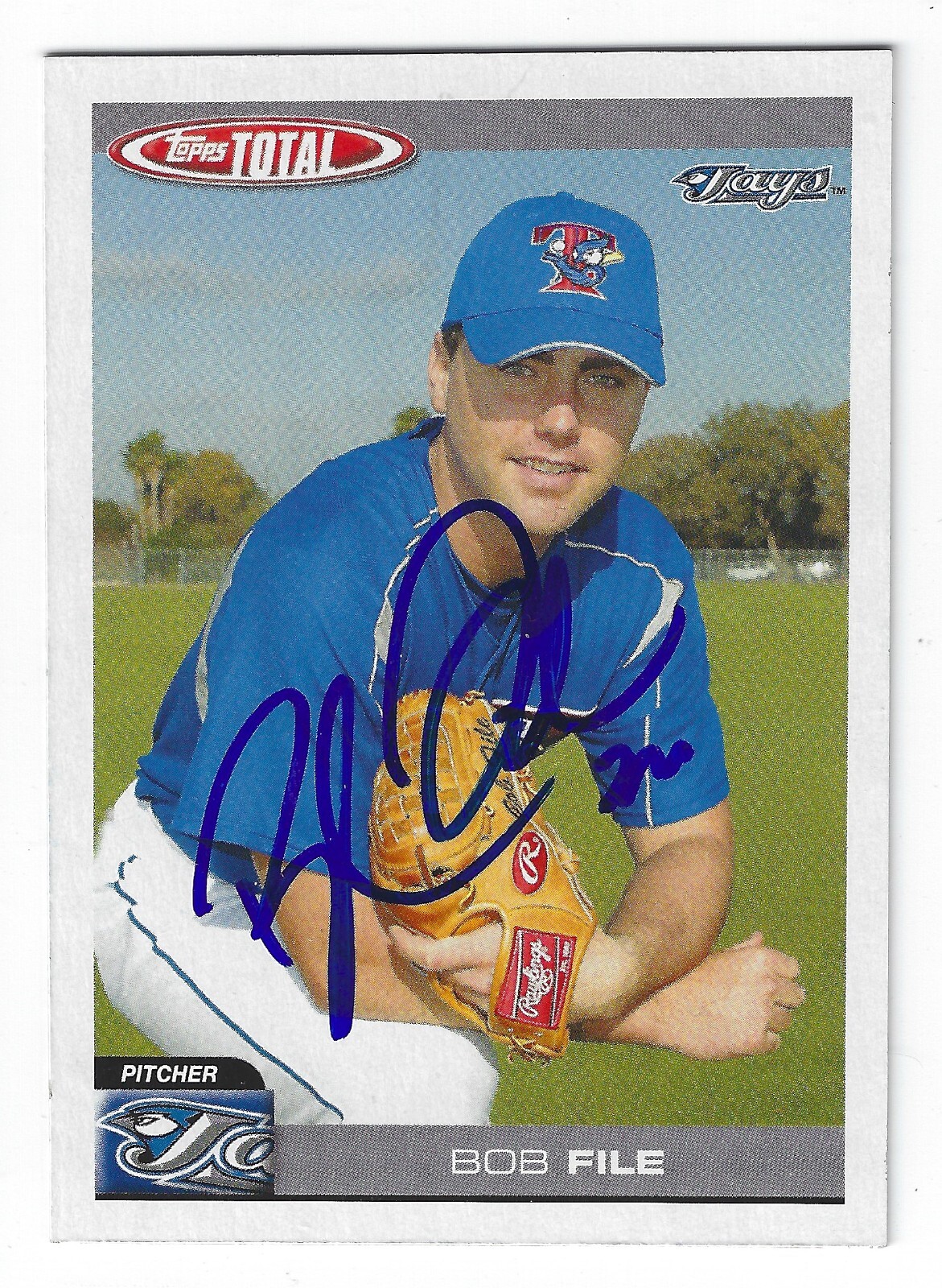BOB FILE TORONTO BLUE JAYS SIGNED AUTOGRAPHED 2004 TOPPS TOTAL BASEBALL CARD