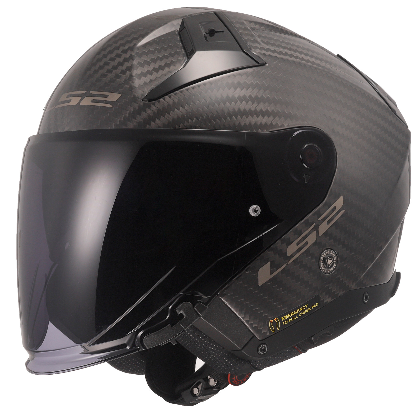 LS2 OF603 INFINITY II GLOSS CARBON FIBRE LIGHTWEIGHT OPEN FACE MOTORCYCLE HELMET