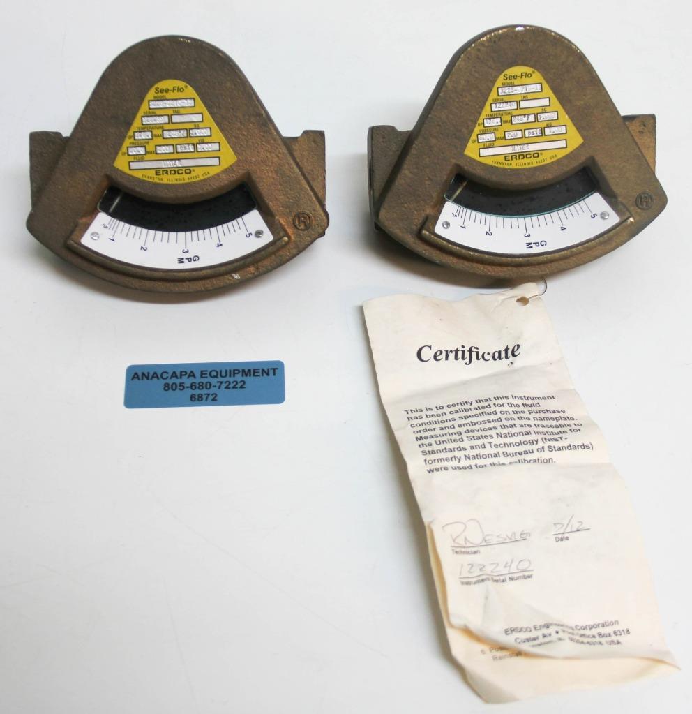 Erdco See-Flo 3223-02T0-13 3200 Series Water Flow Meter Brass LOT OF 2 (6872)