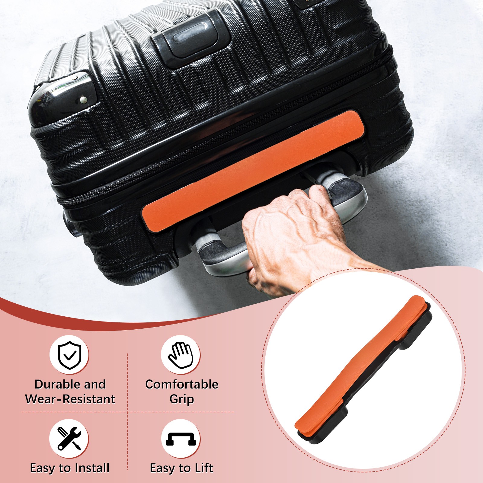 2PCS Luggage Replacement Handle for Suitcase - [Orange-8.5IN]