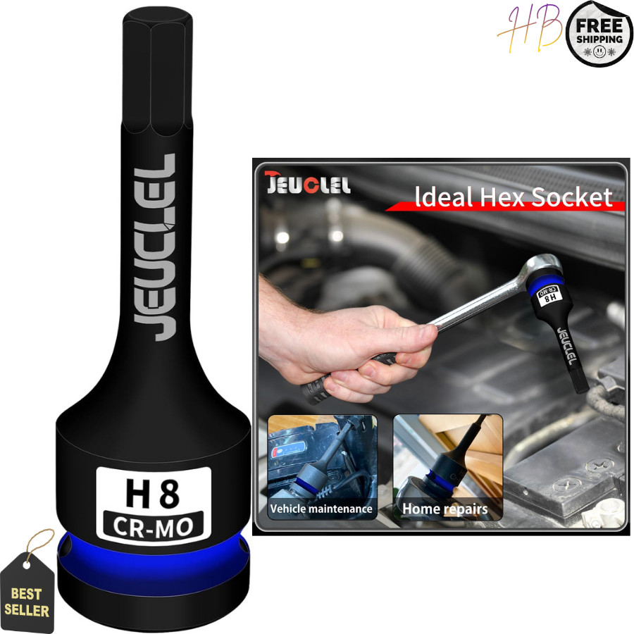8mm Hex Impact Bit Socket, H8 1/2-Inch Impact Drive Allen Socket, Cr-Mo Steel...