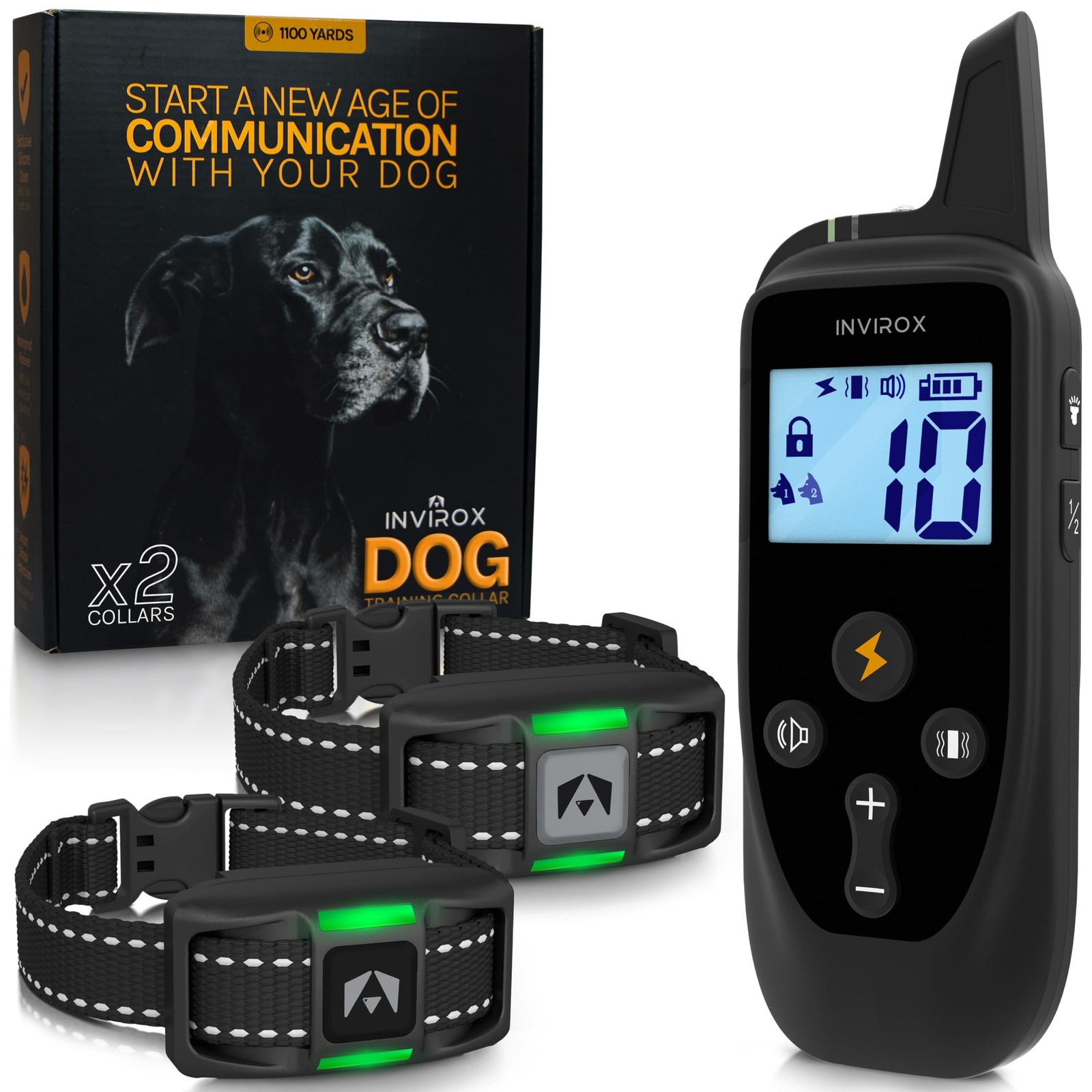 INVIROX X2 Dog Shock Collar for Large Dogs [2022 Edition] 123 Levels Dog