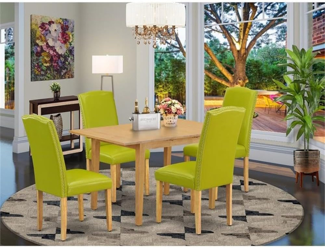 NOEN5-OAK-51 5 Piece Dinette Set Includes a Rectangle Dining Room Table with But