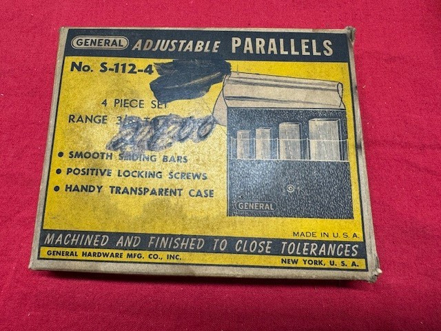 General Tools No. S-112-4 Adjustable Parallel Set, 3/8-1-5/16" Old Inventory