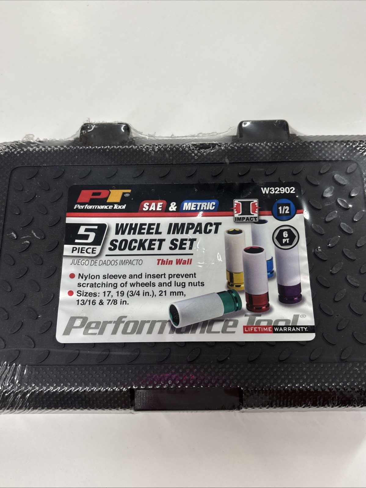 Performance Tool W32902 5 Pc 1/2" Impact Drive Thin Wall Imperial Metric Sockets