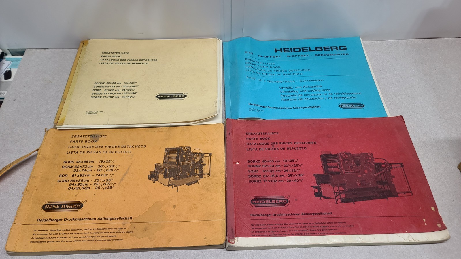 Parts Book Original Heidelberg Machine Lot Of 4