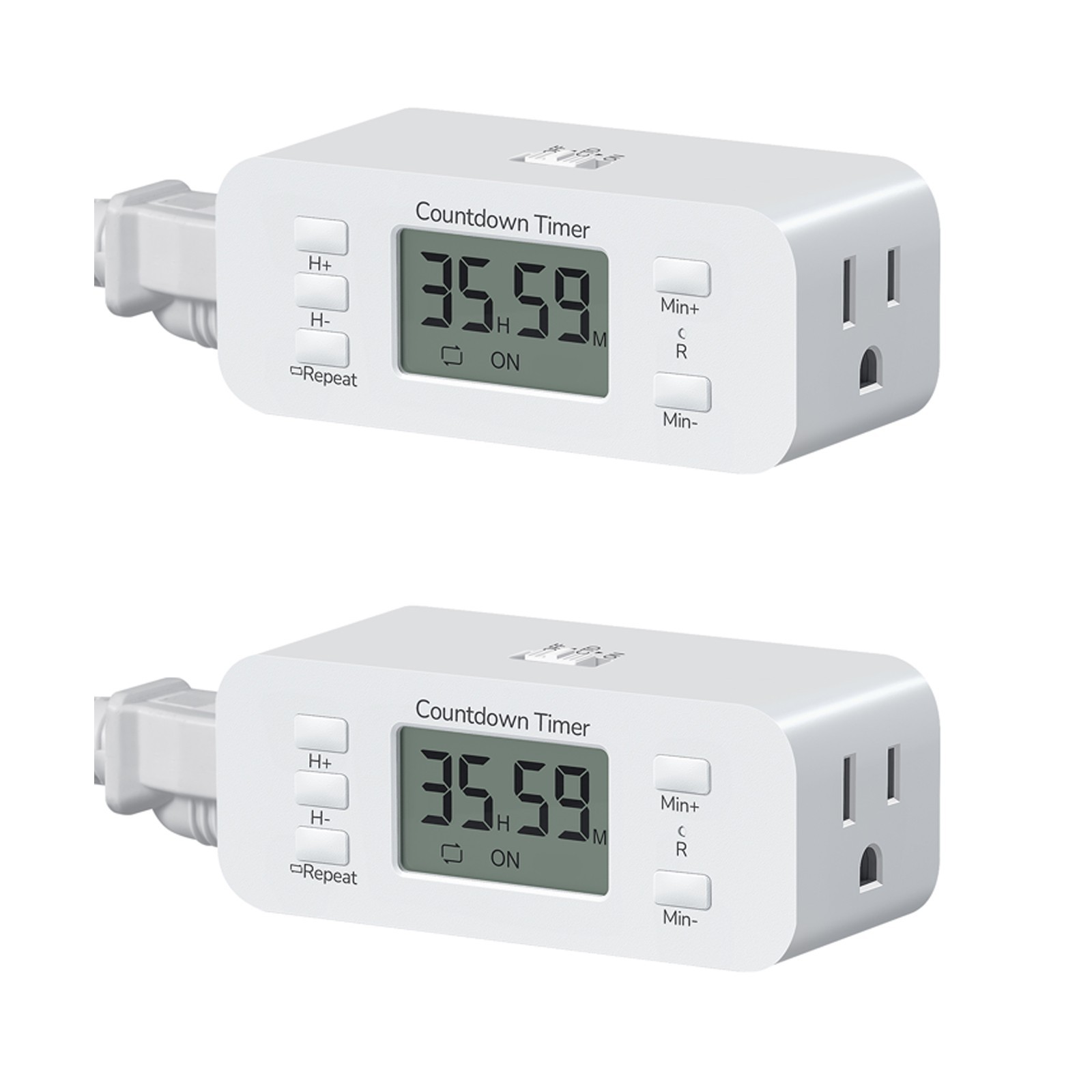 DEWENWILS  2-Pack Timer Outlet, 36H Countdown, Repeat Function,for Lights & Fans
