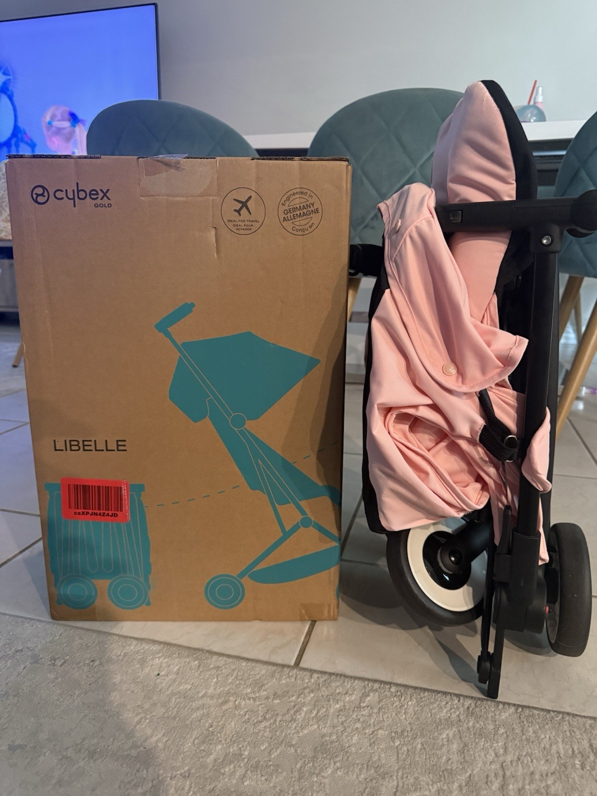 Cybex Gold Libelle Single Stroller Pink/Black, Folding Canopy