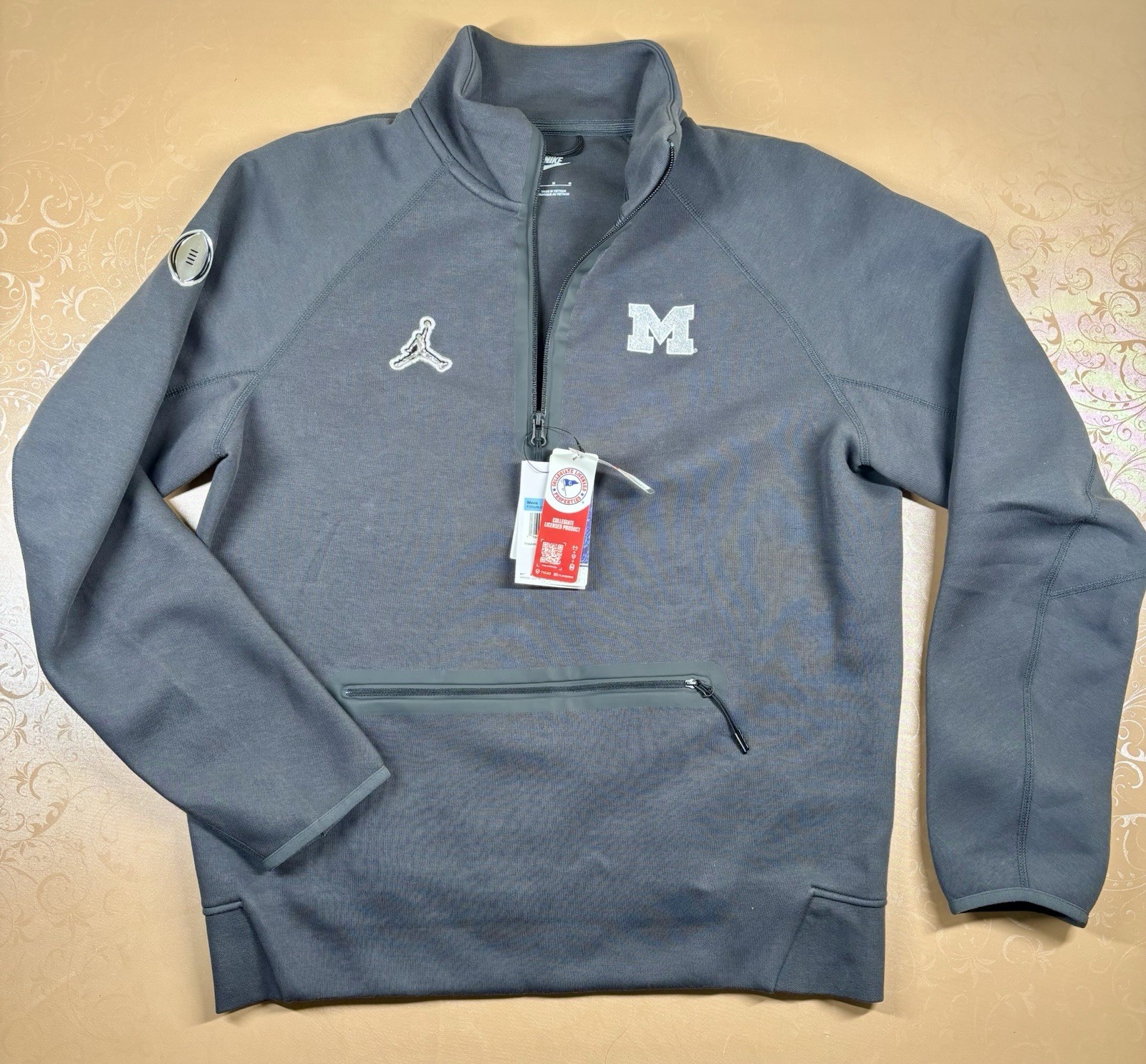 Nike Tech Fleece Michigan Wolverines PE CFP Media Day Grey MEDIUM M FD0326-060