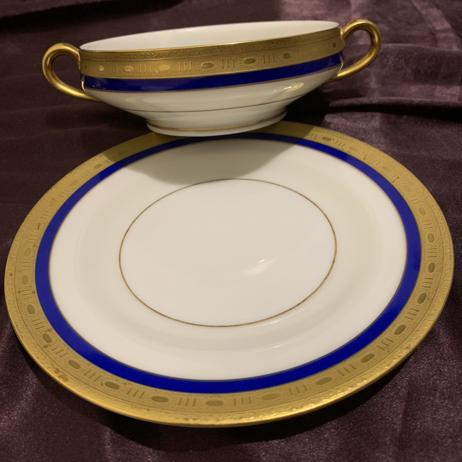 Theodore Haviland Limoges Porcelain Cobalt Blue W/ 22k Gold. Rare Antique 1920’s