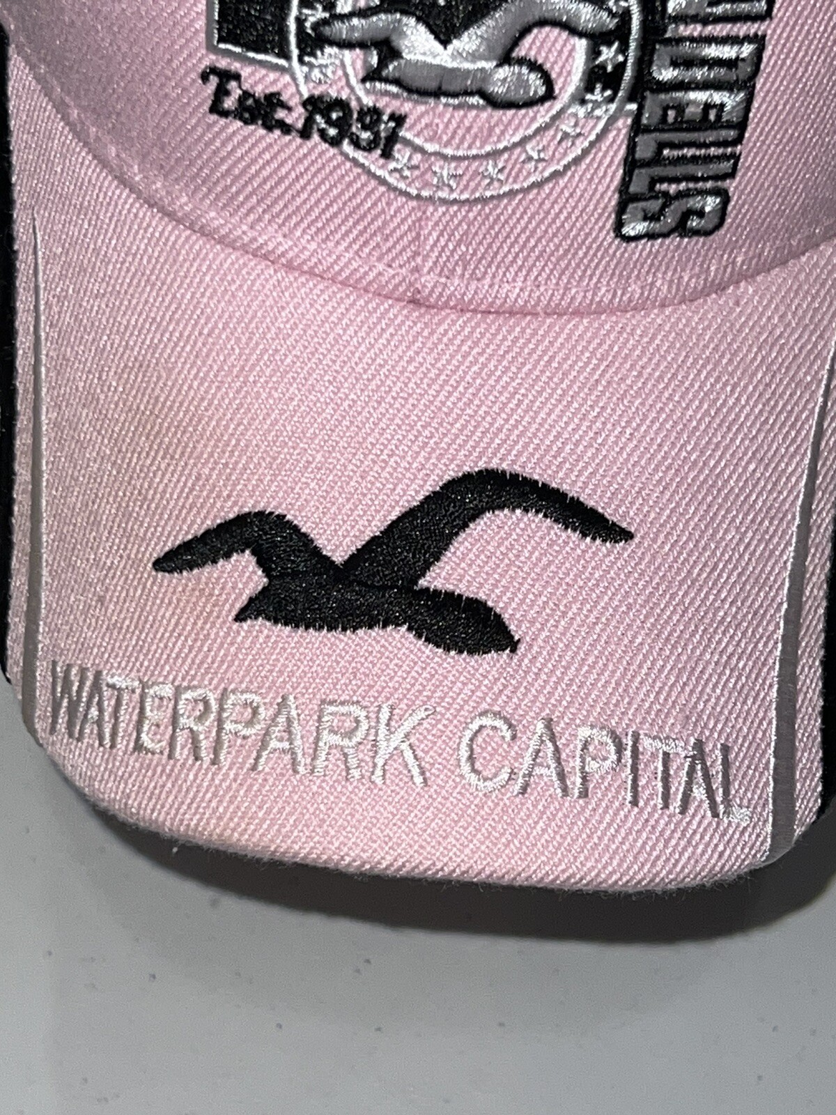Wisconsin Dells Waterpark Capital Pink Hat Cap w/ Black/ White Accent/Hook Loop