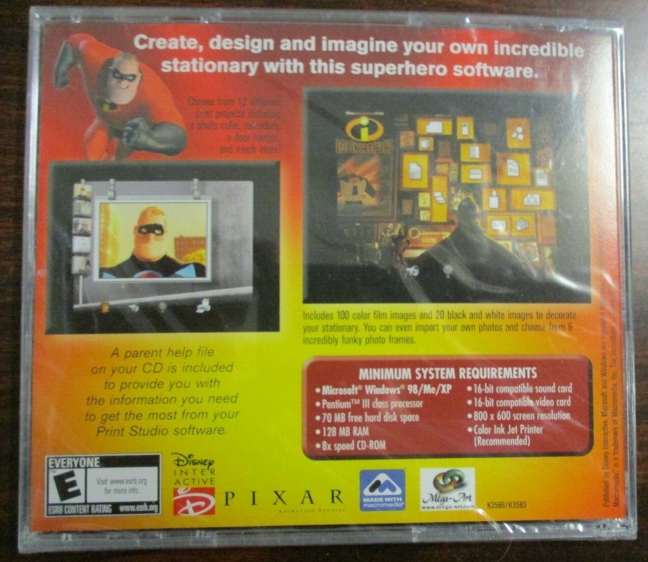 The Incredibles PC-CD ROM Print Studio, Disney Inter Active, SEALED