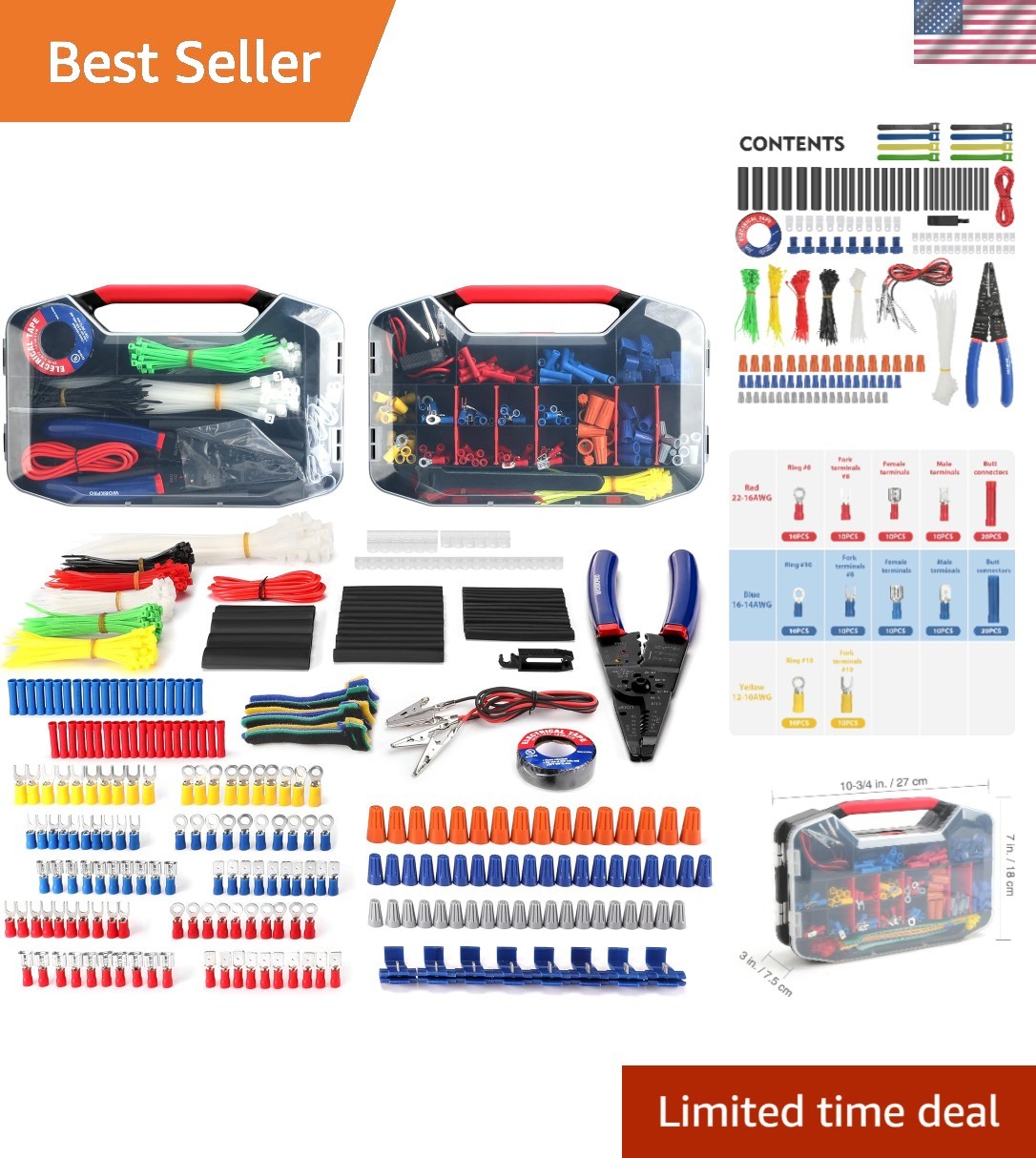582PCS Crimping Tool Kit with Heat Shrink Connectors for Safe Electrical Repair