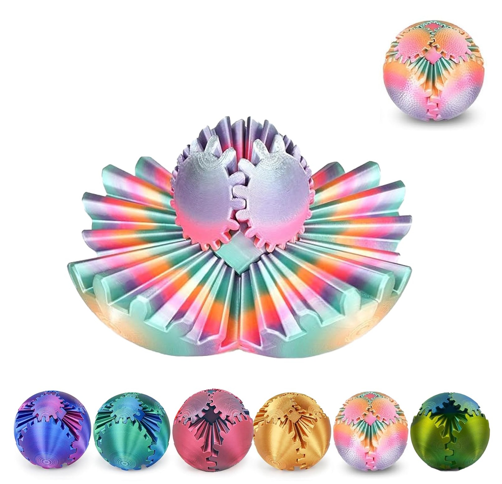 Gear Ball 3D Printed Spin Ball or Cube Fidget Toy,Gear Sphere Fidget Toy,for ...