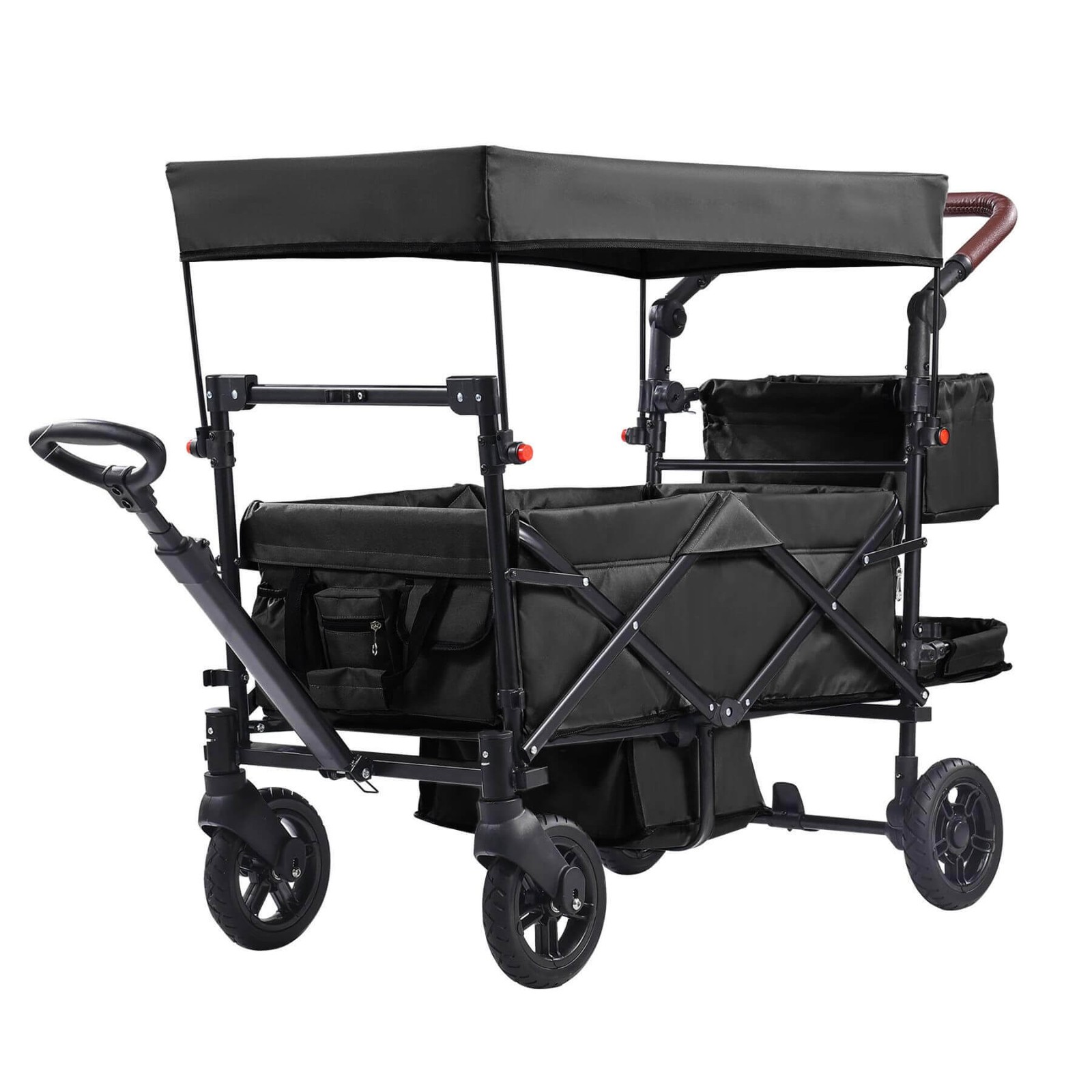 VEVOR Wagon Stroller for 2 Kids with Adjustable Handle, Encircling Harness Remov
